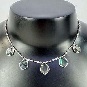 Lucky Brand Stone Collar 17” necklace with iridescent teardrop accents